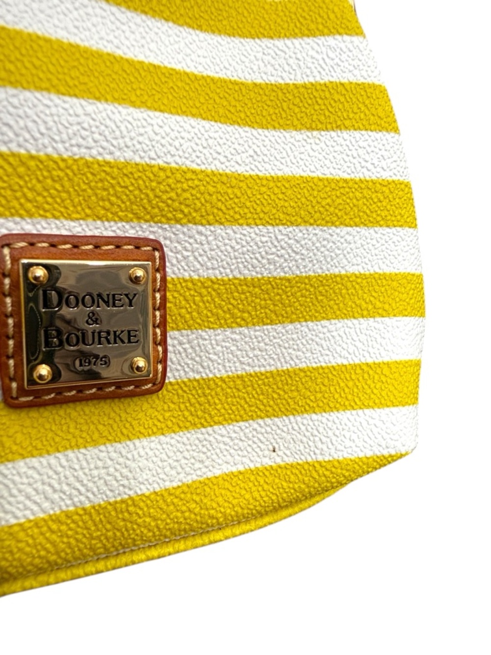 Dooney & Bourke Yellow White Stripe Kisslock Coin Purse Wallet - Picture 12 of 12